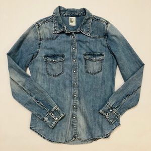 H&M denim button up top